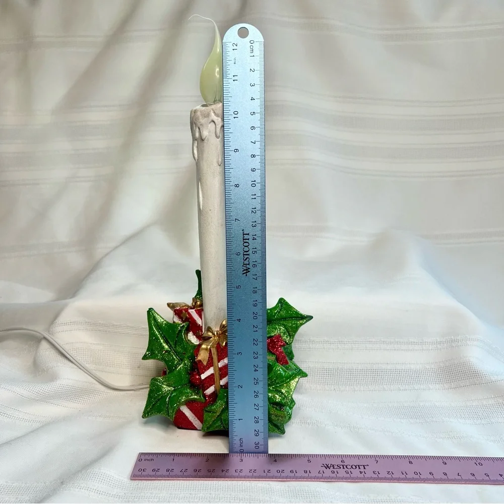 Vintage‎ LED Candle Lamp Corded Electric Glittery Holly Berries Gift Boxes
